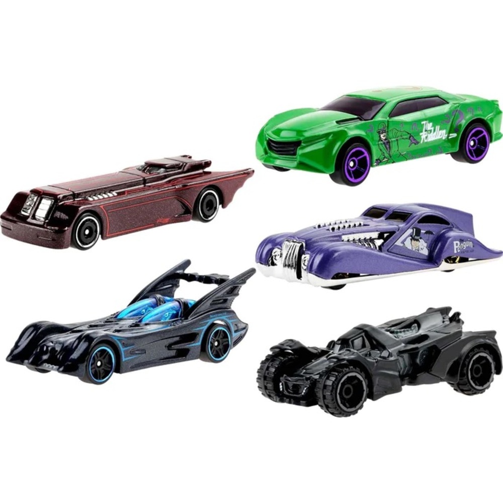 Hot Wheels BATMAN HDG89 Complete Set 5 Premium Arkham Knight Animated Batmobile